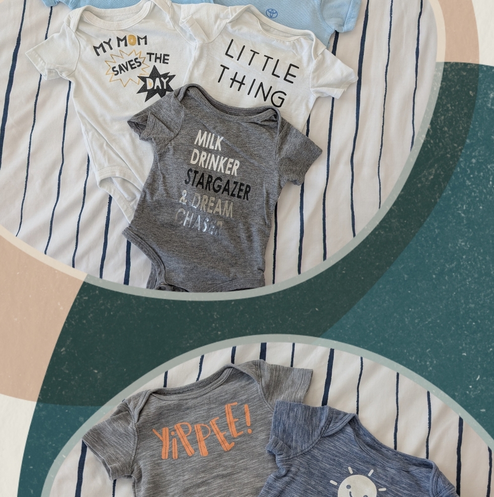 Bundle Lot Of 7 Baby Onesies